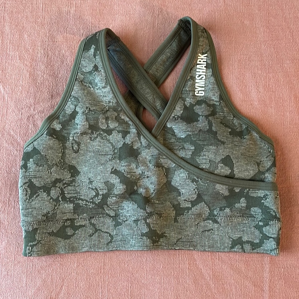 Green Gymshark Camo Sports Bra